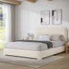 Queen Size Upholstered Boucle Bed Frame with Soft Rounded Corners
