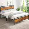 Queen Size Upholstered Floating Bed Frame with LED Headboard Green 3