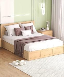 Harper Bright Queen Lift Up Storage Bed Frame with 2 Drawers Natural