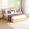 OLEVS Full Size Floating Bed Frame with LED Light and Charging Station 3