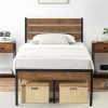 Vintage Metal Bed Frame with Headboard and Footboard in Black Gold 4