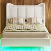 Corner Twin Bed Frame with Storage Shelves and Desk in Antique White 4