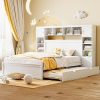 Queen Size Vertical Murphy Bed with Desk Bookshelf and Storage 4