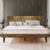 California King Bed Frame with LED Lights and Charging Station  
California King Platform Bed with Storage Headboard and Metal Slats 4