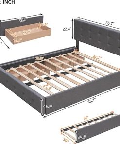 HomSof Queen Upholstered Bed with 2 Drawers and Twin XL Trundle 2