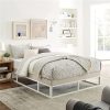 Chloe Upholstered King Bed Frame in White Boucle – No Box Spring Needed 3