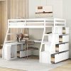 Twin Size Loft Bed with Stairs Desk Storage Drawers for Kids Adults