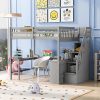 Twin Over Twin Low Bunk Bed with Climbing Ramp and Guardrails for Kids 3