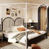 Queen Bed Frame with Storage Drawers and Charging Station in Grey 3