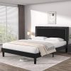 Galano Wood Queen Bed Frame with Cushion Headboard and Slat Support 3