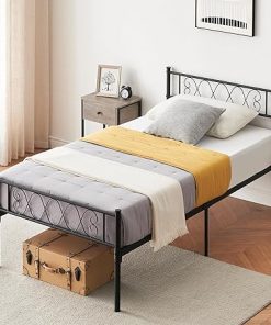 Black Twin XL Bed Frame with Headboard Footboard Metal Platform Bed 2