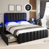 Queen Bed Frame with 4 Drawers and Diamond Headboard Easy Assembly 4