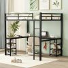 Loft Bed with Desk and Shelves Metal Frame for Teens and Adults