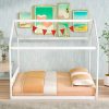 Queen Size Upholstered Bed Frame Modern Low Profile Black Faux Leather 4