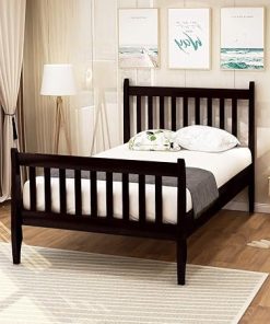 Kids Twin Bed Frame Wood Platform with Headboard and Footboard