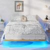 Queen Size Metal Platform Bed Frame with Headboard White Victorian Style 3