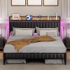 Vintage Velvet Full Size Bed Frame with Storage Drawers No Box Spring 4
