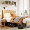Full Size Bed Frame with Storage Headboard and LED Lights 3