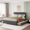 Queen Size Upholstered Platform Bed with Storage and Twin XL Trundle 3 Queen Size Upholstered Platform Bed with Storage and Twin XL Trundle 3
