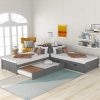 Twin Platform Bed with Cloud Headboard Velvet Frame No Box Spring Beige 3
