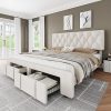 Metal Twin Bed Frame with Charging Station and LED Lights Easy Assembly 3