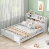 DUMOS Queen Platform Bed Frame Linen Upholstered Heavy Duty Dark Grey 4