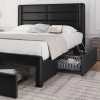 Yaheetech Queen Bed Frame with Headboard 2 USB Charging Ports Black