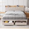 King Size Industrial Vintage Bed Frame with Wood Headboard and Slats 3