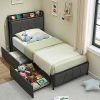 VECELO Full Size Velvet Bed Frame with 4 Drawers and Adjustable Headboard 3