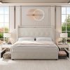 Queen Size Lift Up Storage Bed Frame with LED Light and Charging Station 3