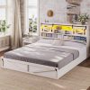 Kids Twin Bed Frame with Storage Bookcase and Grey Headboard 4