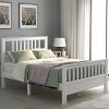 Upholstered Queen Bed Frame with Storage and Gold Decor Headboard 4