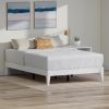 Queen Bed Frame with 50.7” High Wingback Headboard and Footboard, Modern Corduroy Upholstered Platform Bed Frame Queen Size, Bedframe Queen-Size, No Box Spring Needed (Cream, Queen) 4