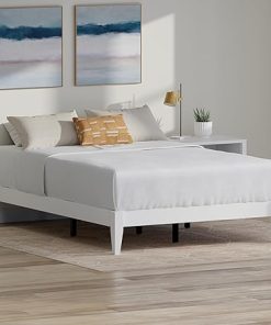 Farmhouse Style Full Size Wood Bed Frame with Ample Storage White Finish