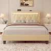 Allewie Queen Velvet Bed Frame with Adjustable Headboard Black 4