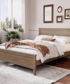 Mid Century Modern Queen Bed Frame with Headboard Easy Assembly
