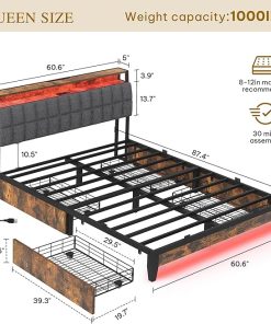 YITAHOME Full Size Bed Frame with RGB Lights and 4 Storage Drawers 2