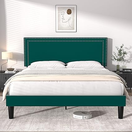 Queen Size Platform Bed Frame with Adjustable Headboard for Easy Assembly Queen Size Platform Bed Frame with Adjustable Headboard for Easy Assembly
