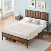 VECELO Full Size Upholstered Bed Frame with Adjustable Headboard 3