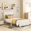Twin Platform Bed Frame with Trundle for Kids in Walnut Finish 3
