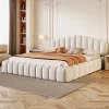 Twin XL Bed Frame Platform Faux Leather Plywood Slats Easy Assembly 4