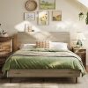 Twin Platform Bed with Trundle Minimalistic Wood Bed Frame White 3
