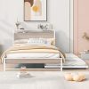 Twin Size Bed Frame with Trundle and Storage Drawers for Kids 4
