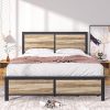 VECELO Queen Bed Frame with Wood Headboard 14 Inch Platform Support