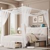 King Bed Frame with Storage Headboard and LED Lights Metal Platform 3
