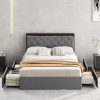 VECELO Queen Size Platform Bed Frame with Wood Headboard Brown 3