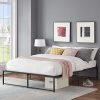 Queen Size Upholstered Platform Bed Frame with Headboard in Gray 4