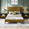 King Size Bed Frame Steel Platform with Wood Headboard and Footboard 4 King Size Bed Frame Steel Platform with Wood Headboard and Footboard 4