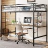 Loft Bed Frame Twin Size with Desk and Storage for Kids and Adults