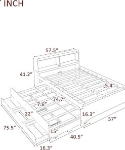 Full Size Bed with Twin Trundle and Storage for Teens and Adults 2